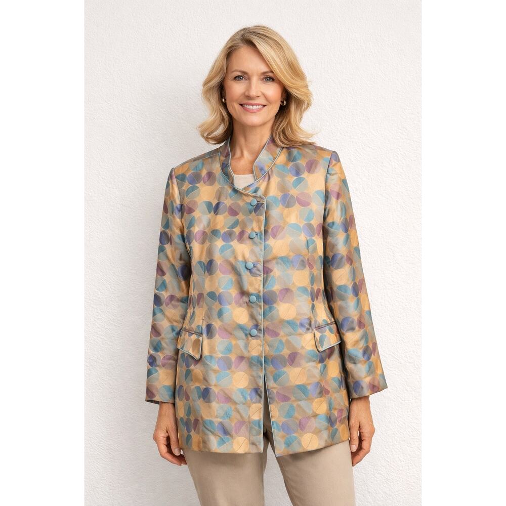 Vintage Lilli Ann SF Union Made jacquard Geometric printed jacket Blazer Spring